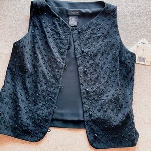 Vintage Beaded Navy Vest - Liz Claiborne Size 8 / NWT